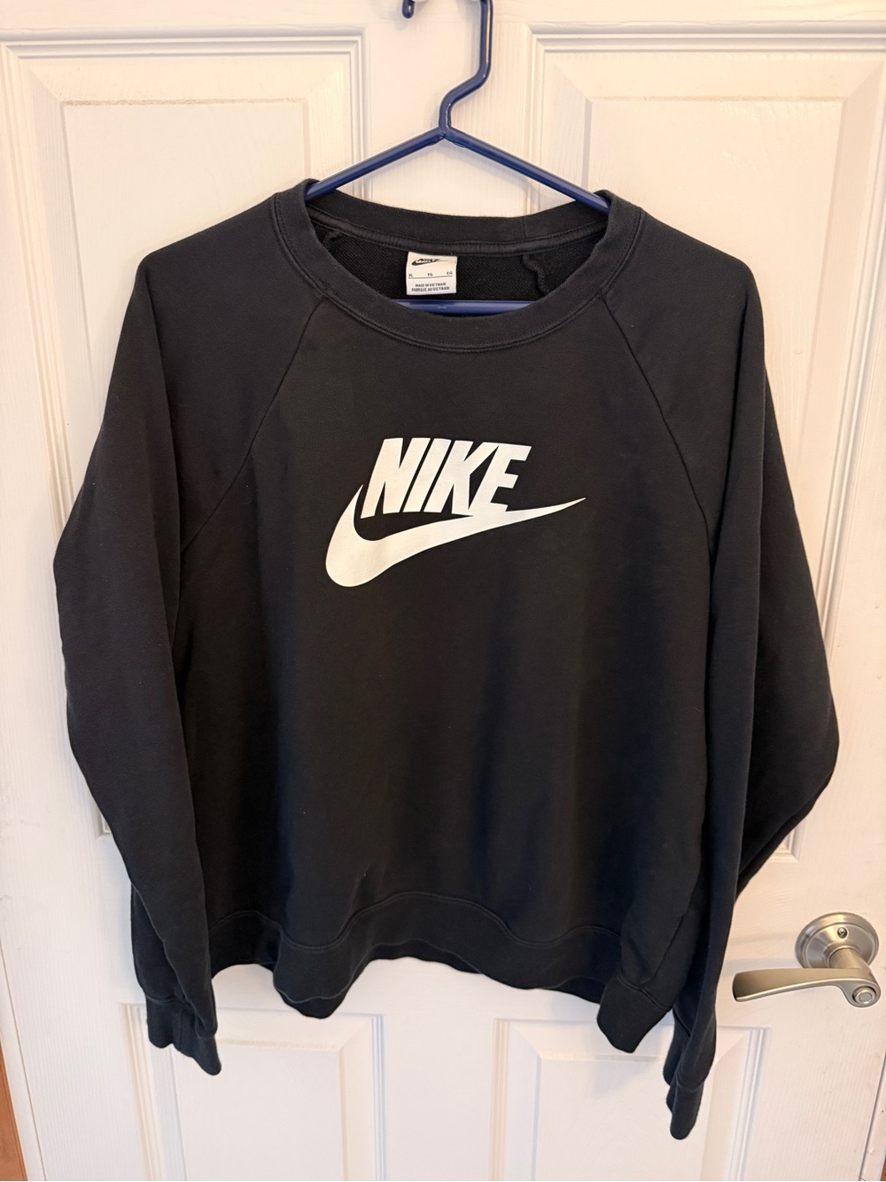 Nike Black Crewneck Sweatshirt with White Swoosh - Women's